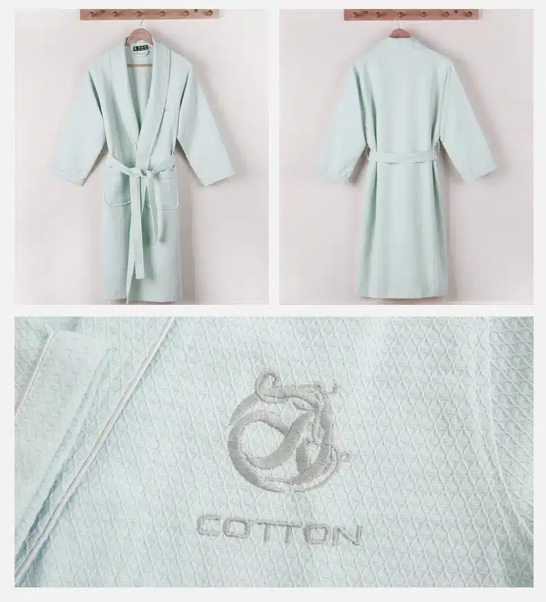 Waffle bathrobe men women cotton terry XL men's robe nightgown ladies sleepwear long soft home hotel spring summer 13