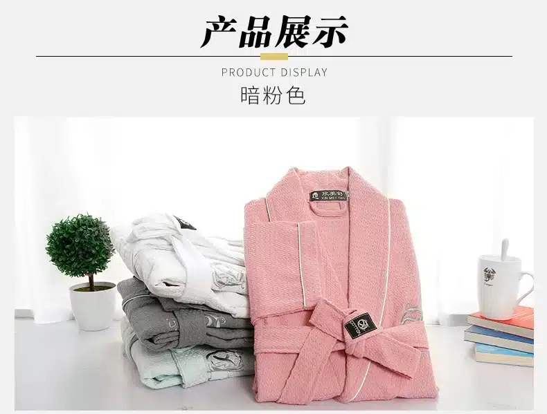 Waffle bathrobe men women cotton terry XL men's robe nightgown ladies sleepwear long soft home hotel spring summer 14