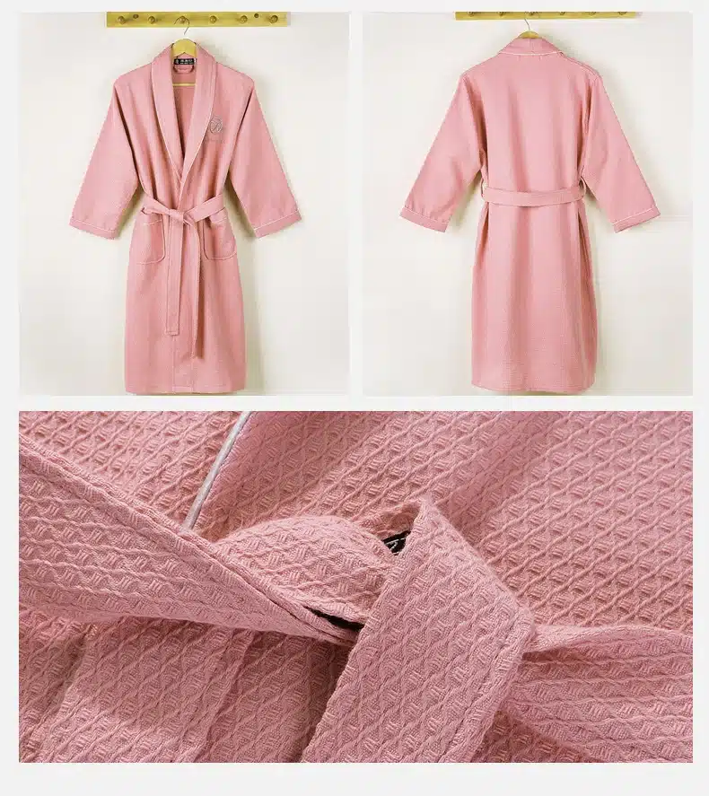 Waffle bathrobe men women cotton terry XL men's robe nightgown ladies sleepwear long soft home hotel spring summer 15