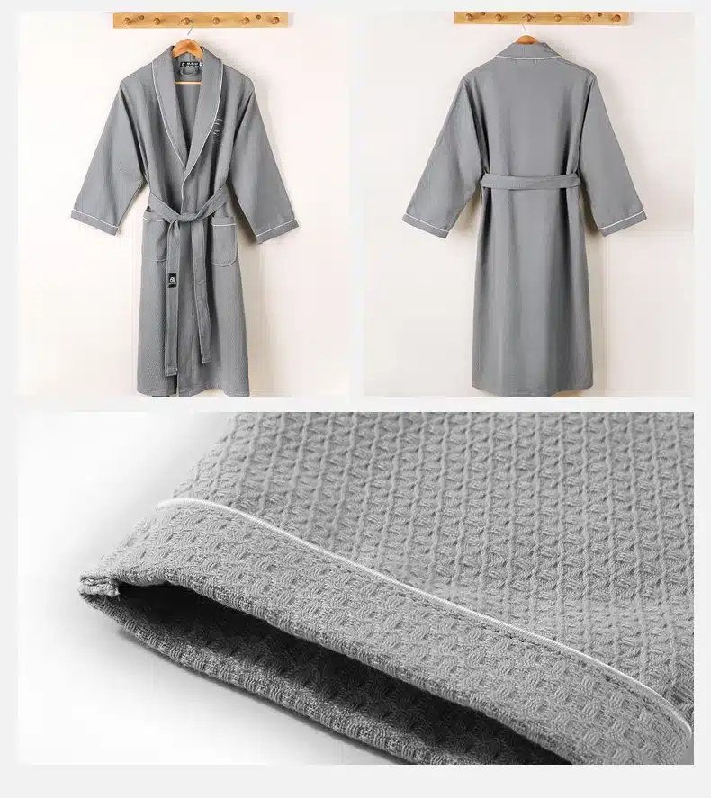 Waffle bathrobe men women cotton terry XL men's robe nightgown ladies sleepwear long soft home hotel spring summer 17