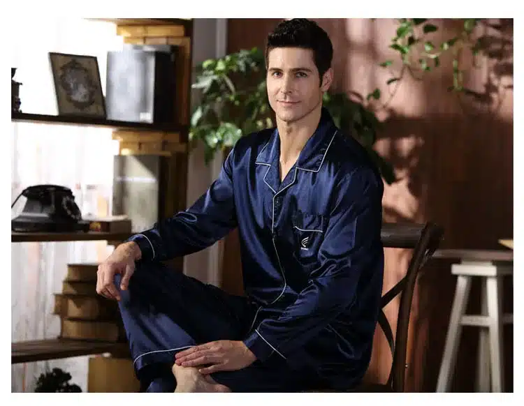 CherLemon High Quality Silk Men Pajamas Sleepwear Long-Sleeved Silk Satin Nightwear Soft Spring Autumn Pyjamas Plus Size M-4XL 26