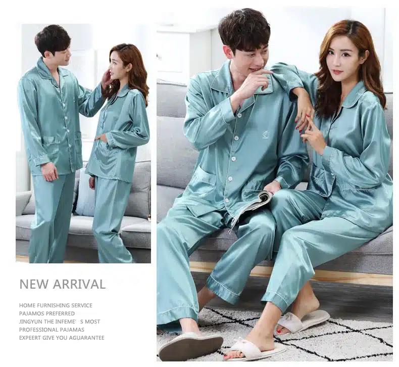 CherLemon High Quality Silk Men Pajamas Sleepwear Long-Sleeved Silk Satin Nightwear Soft Spring Autumn Pyjamas Plus Size M-4XL 37