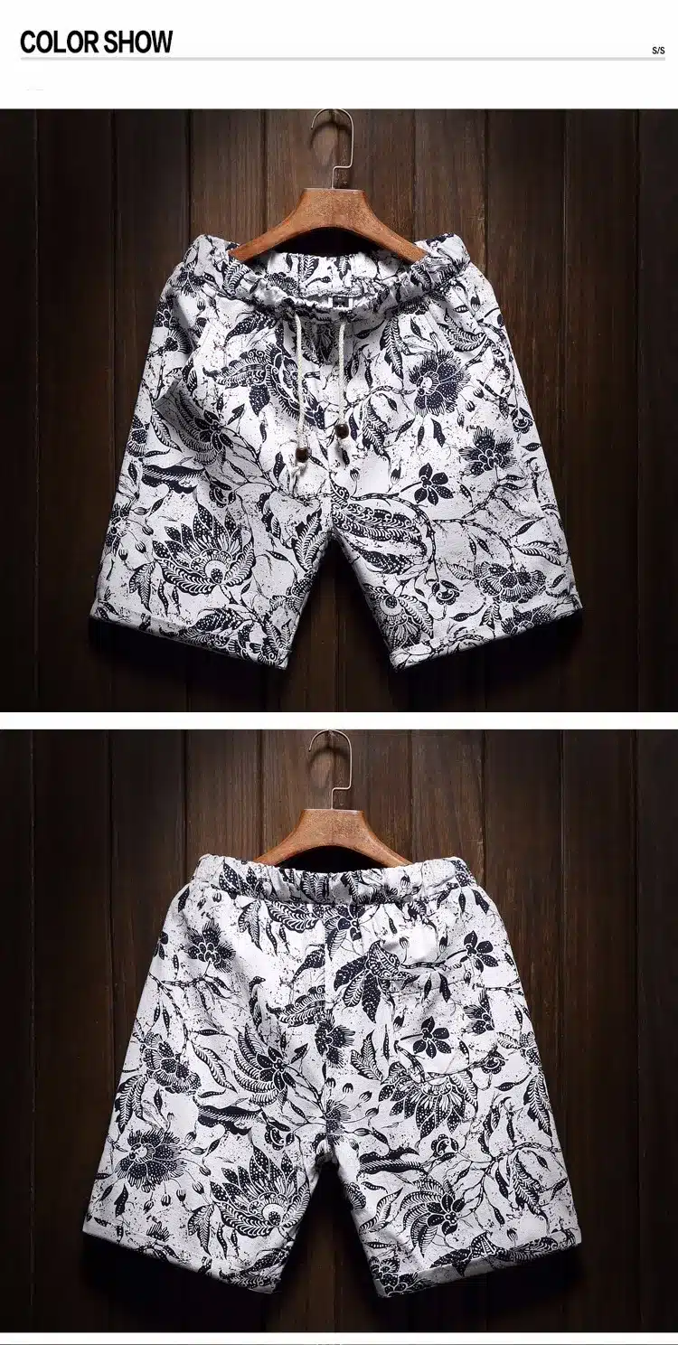Men's beach shorts personality printing 2017 summer thin section breathable comfort casual men's linen shorts large size M-5XL 7