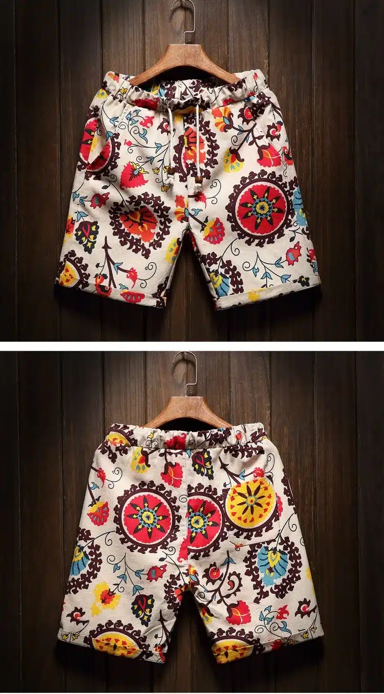 Men's beach shorts personality printing 2017 summer thin section breathable comfort casual men's linen shorts large size M-5XL 12