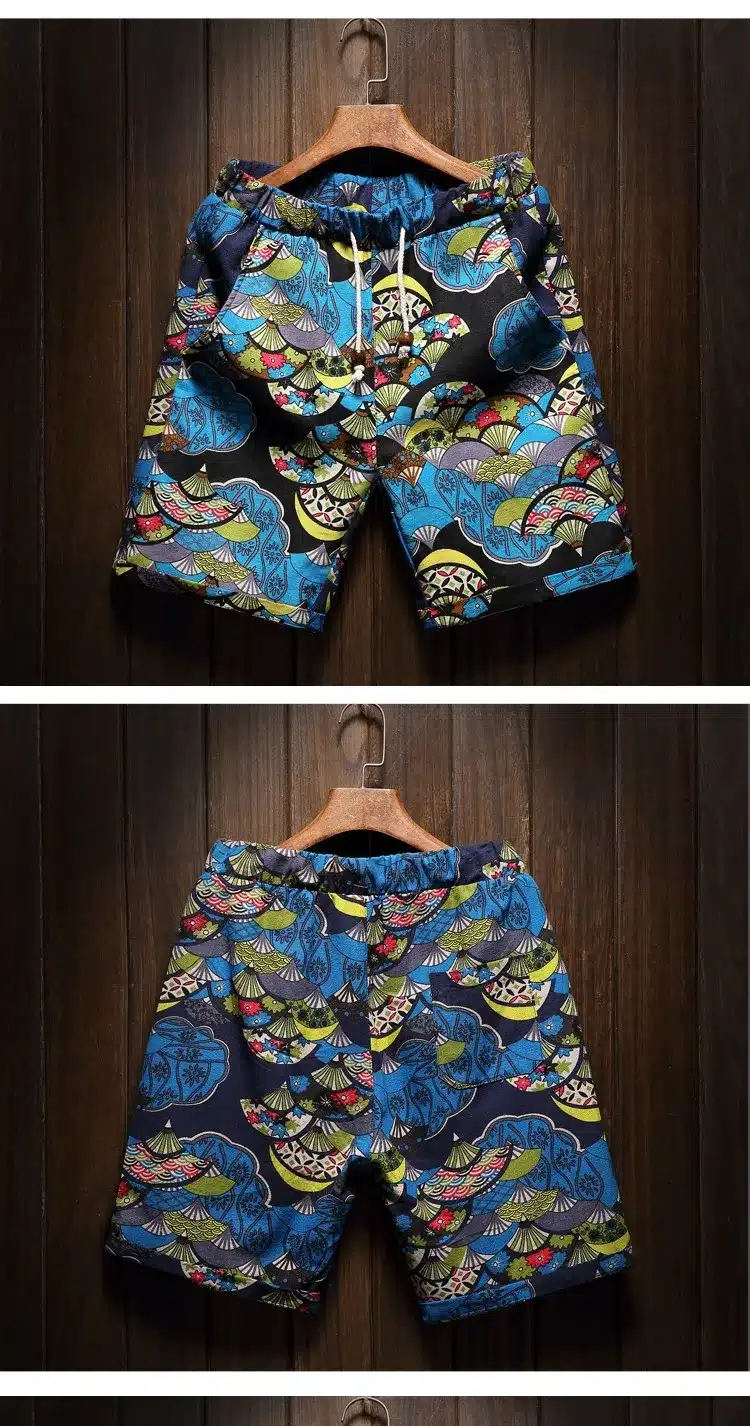 Men's beach shorts personality printing 2017 summer thin section breathable comfort casual men's linen shorts large size M-5XL 13