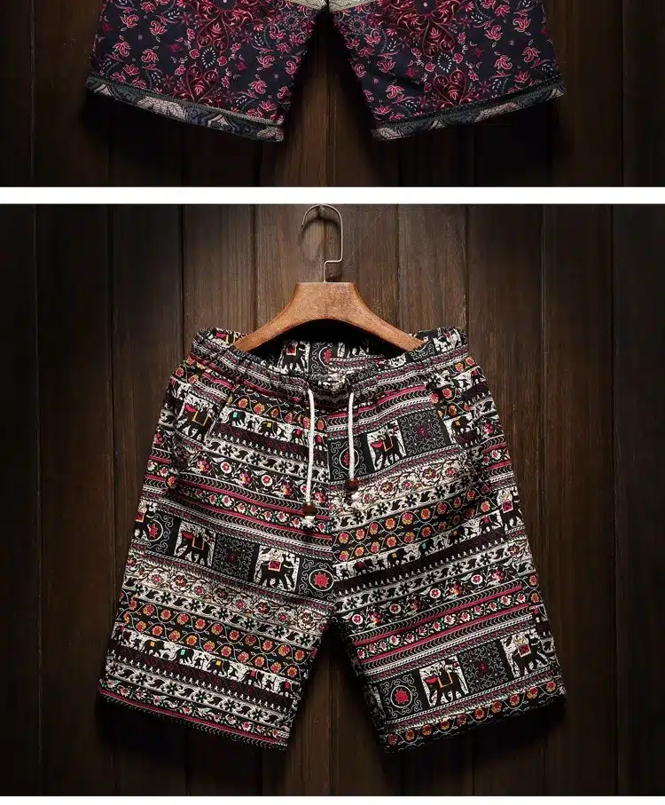 Men's beach shorts personality printing 2017 summer thin section breathable comfort casual men's linen shorts large size M-5XL 15