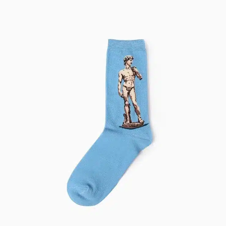 1 pair autumn winter New Retro Art Oil Painting men socks fashion happy lovers cotton long socks sokken calcetines 12