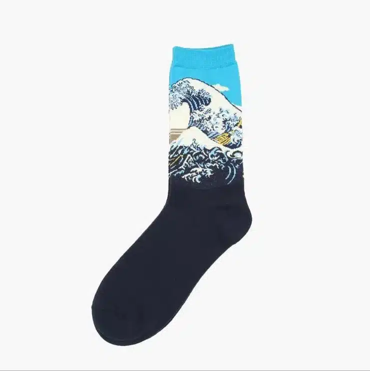 1 pair autumn winter New Retro Art Oil Painting men socks fashion happy lovers cotton long socks sokken calcetines 20