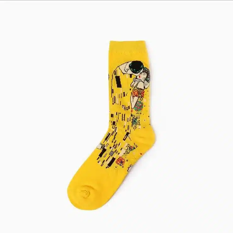 1 pair autumn winter New Retro Art Oil Painting men socks fashion happy lovers cotton long socks sokken calcetines 26