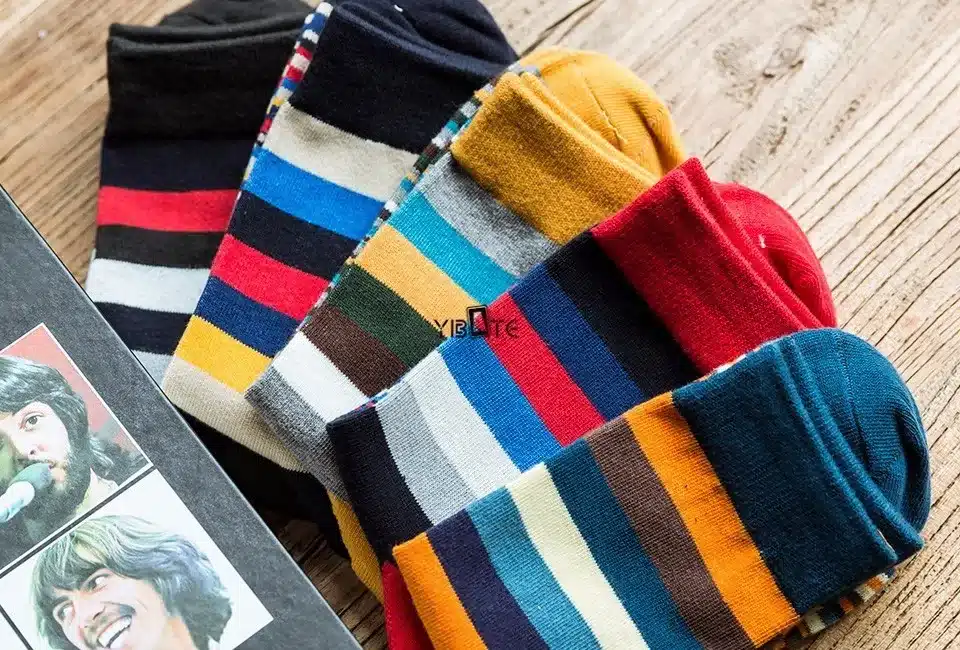 Men's color stripes socks the latest design popular men's socks 5 PAIRS STRIPED SOCKS SUIT FASHION DESIGNER COLOURED COTTON 6-11 14