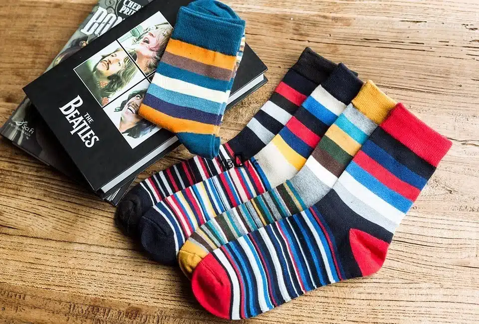 Men's color stripes socks the latest design popular men's socks 5 PAIRS STRIPED SOCKS SUIT FASHION DESIGNER COLOURED COTTON 6-11 16