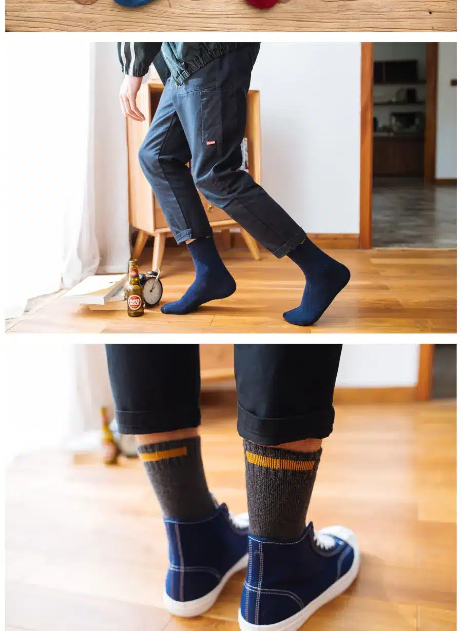 Solid Cloth Sign Design Merino Wool Socks Newly Autumn Winter Men Crew Socks LIONZONE Wool Mens Socks Hot Selling 15