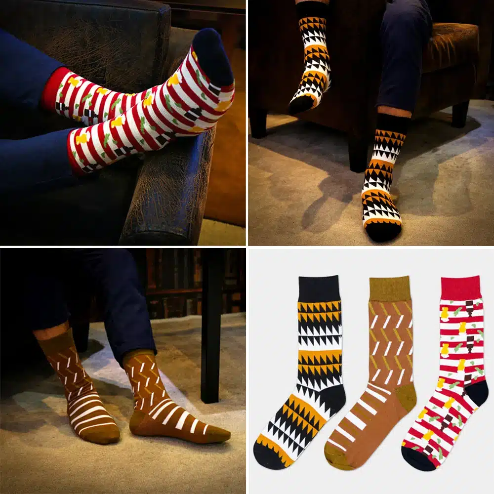 High Quality 1 Pair of Spring Summer Men Colored Striped Cotton Socks Art Jacquard Socks Hit Color Long Dot Happy Socks 24