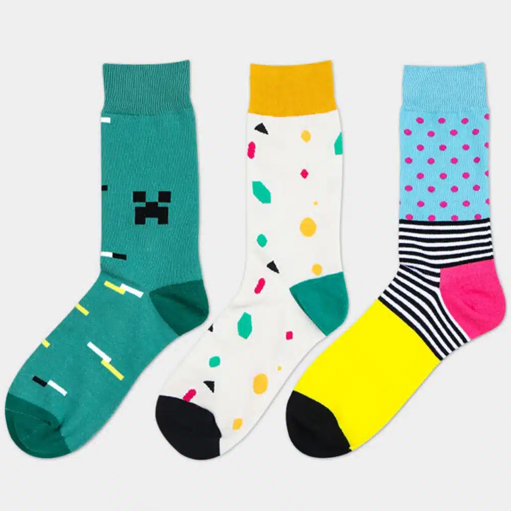 High Quality 1 Pair of Spring Summer Men Colored Striped Cotton Socks Art Jacquard Socks Hit Color Long Dot Happy Socks 41