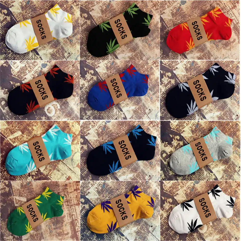 Hot sale! men socks cotton Spring Summer and Autumn men's brand Weed Sock Colorful male short socks 11