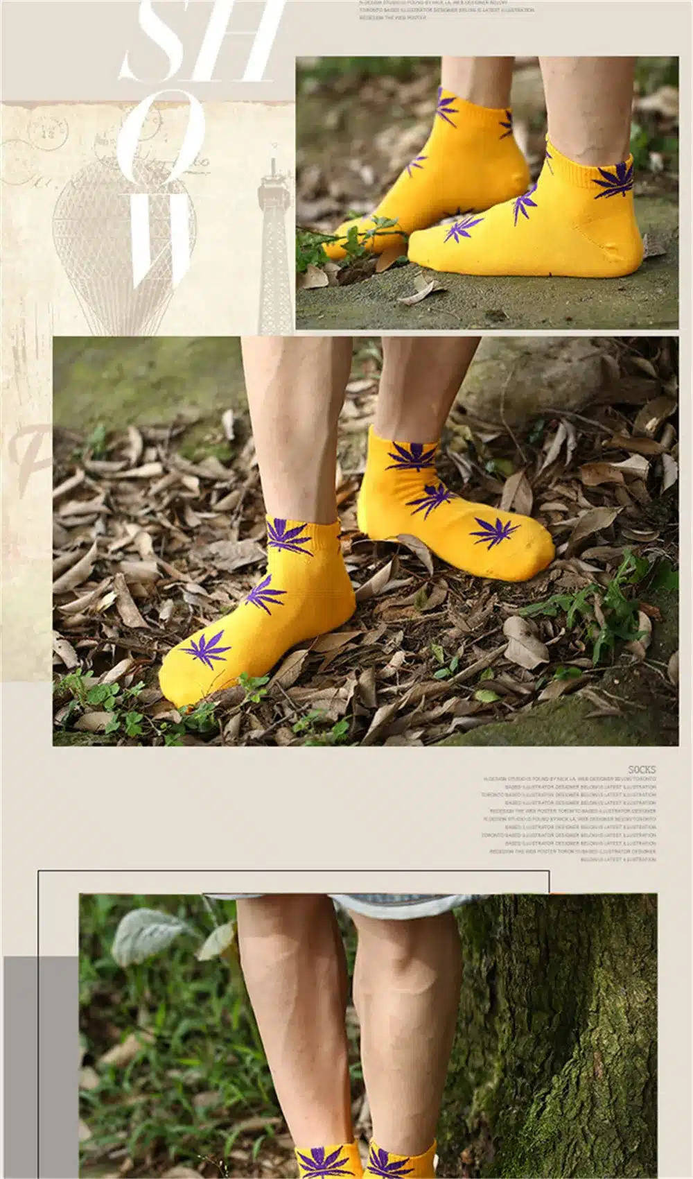 Hot sale! men socks cotton Spring Summer and Autumn men's brand Weed Sock Colorful male short socks 12