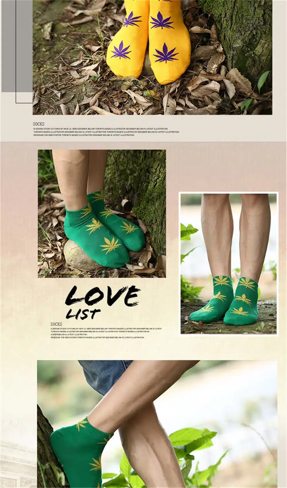 Hot sale! men socks cotton Spring Summer and Autumn men's brand Weed Sock Colorful male short socks 13