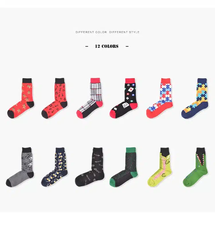 39-45 Socks Brand Women Men's Novelty Socks Combed Cotton Christmas Gift Chausettes homme Animal Puzzle Design Funny Socks Men 7