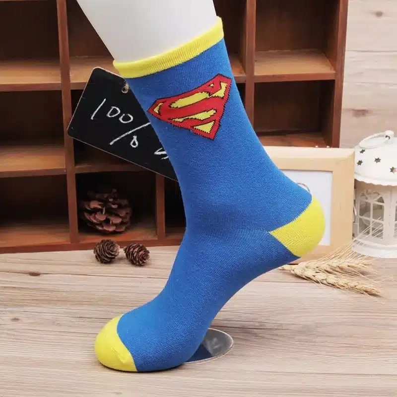 2017 Casual Men Socks Socks Superman Batman Captain Usa Classic Old Cartoon Style Pure Cotton Scheme Character Superhero Male 10