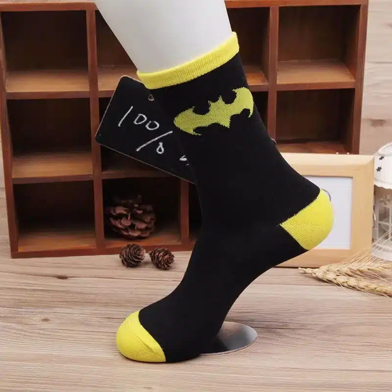 2017 Casual Men Socks Socks Superman Batman Captain Usa Classic Old Cartoon Style Pure Cotton Scheme Character Superhero Male 11