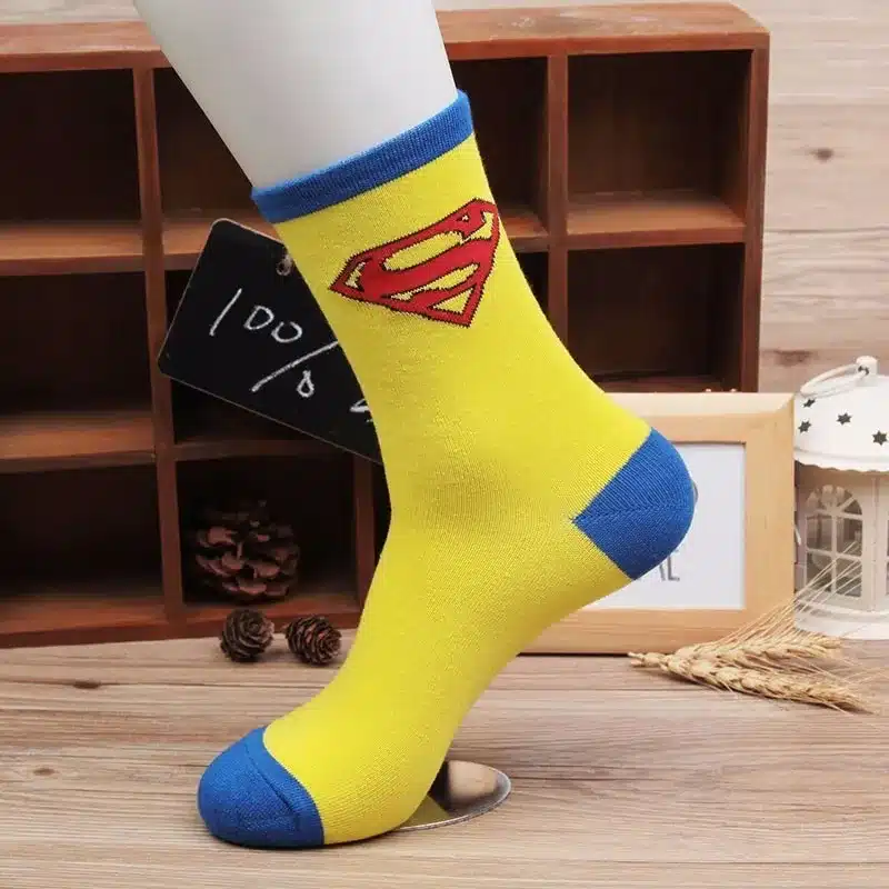 2017 Casual Men Socks Socks Superman Batman Captain Usa Classic Old Cartoon Style Pure Cotton Scheme Character Superhero Male 12