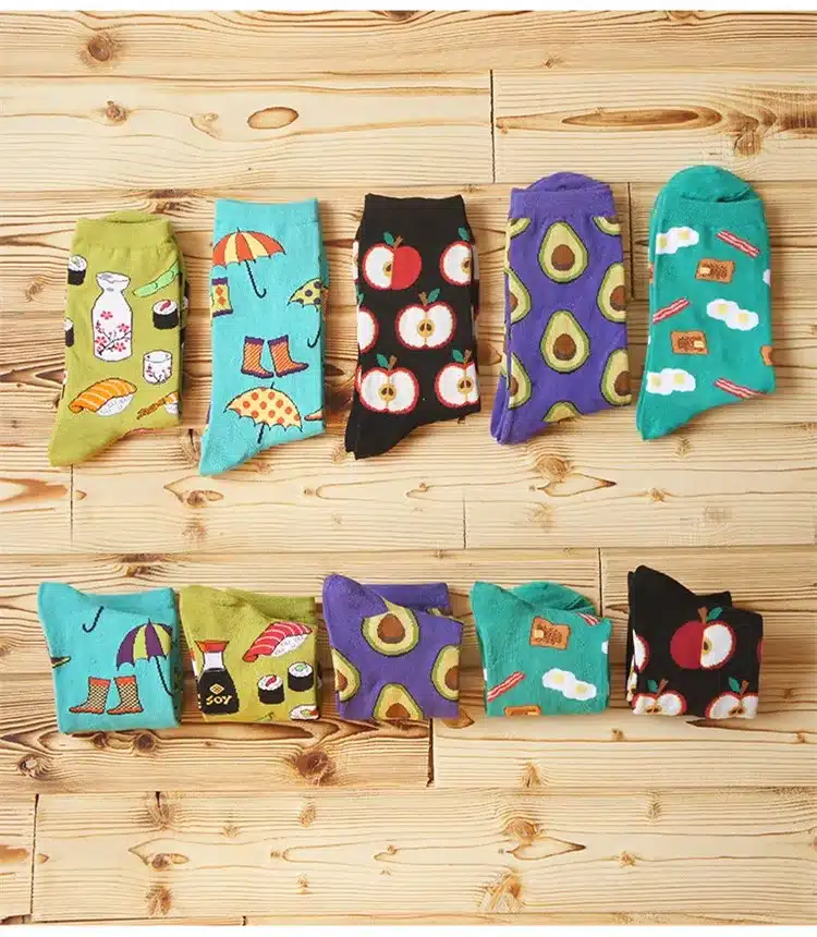 Foot 22-27cm Socks Food Delicious Omelette Fruit Sushi Sake Doughnut Lollipop Salmon Avocado Apples Cupcake Lolly Bacon Toast Hi 7