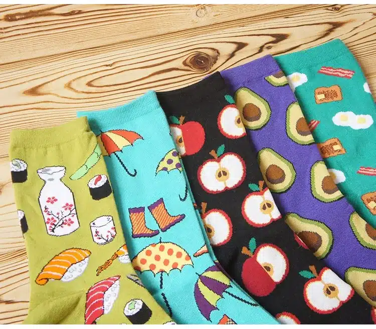 Foot 22-27cm Socks Food Delicious Omelette Fruit Sushi Sake Doughnut Lollipop Salmon Avocado Apples Cupcake Lolly Bacon Toast Hi 9