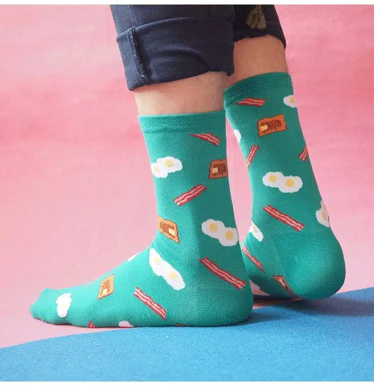 Foot 22-27cm Socks Food Delicious Omelette Fruit Sushi Sake Doughnut Lollipop Salmon Avocado Apples Cupcake Lolly Bacon Toast Hi 21