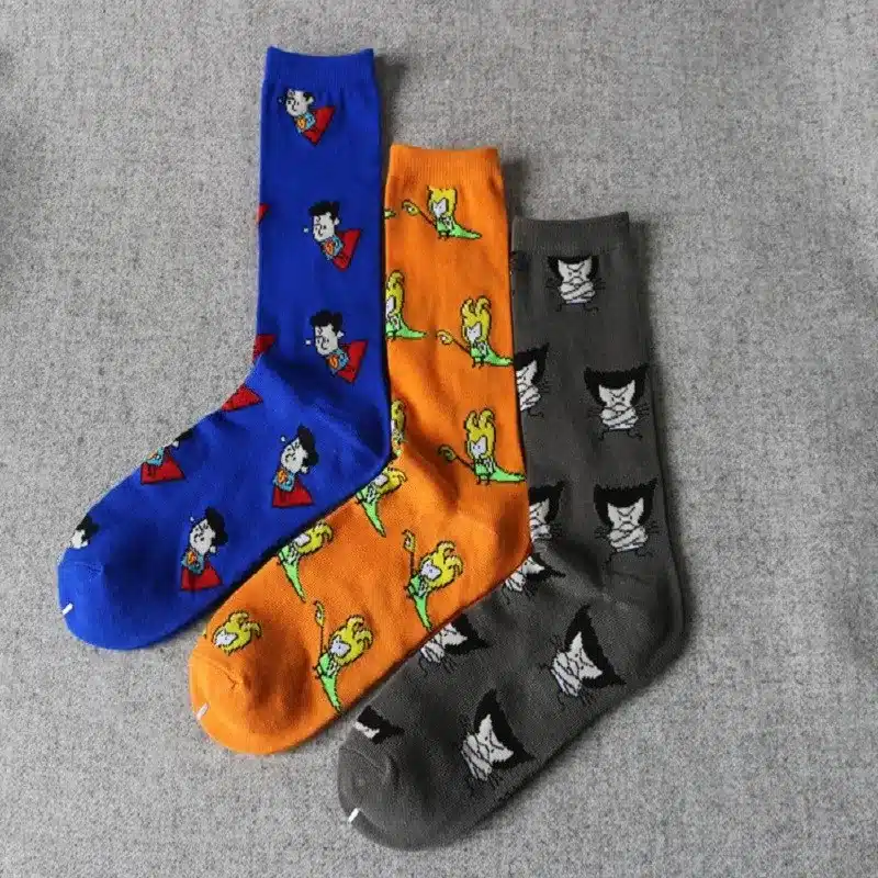 2017 Limited Standard Casual Cotton Calcetines Hombre Mens Socks New Fall Series Superman Cartoon Character Men's Socks In Tube 13
