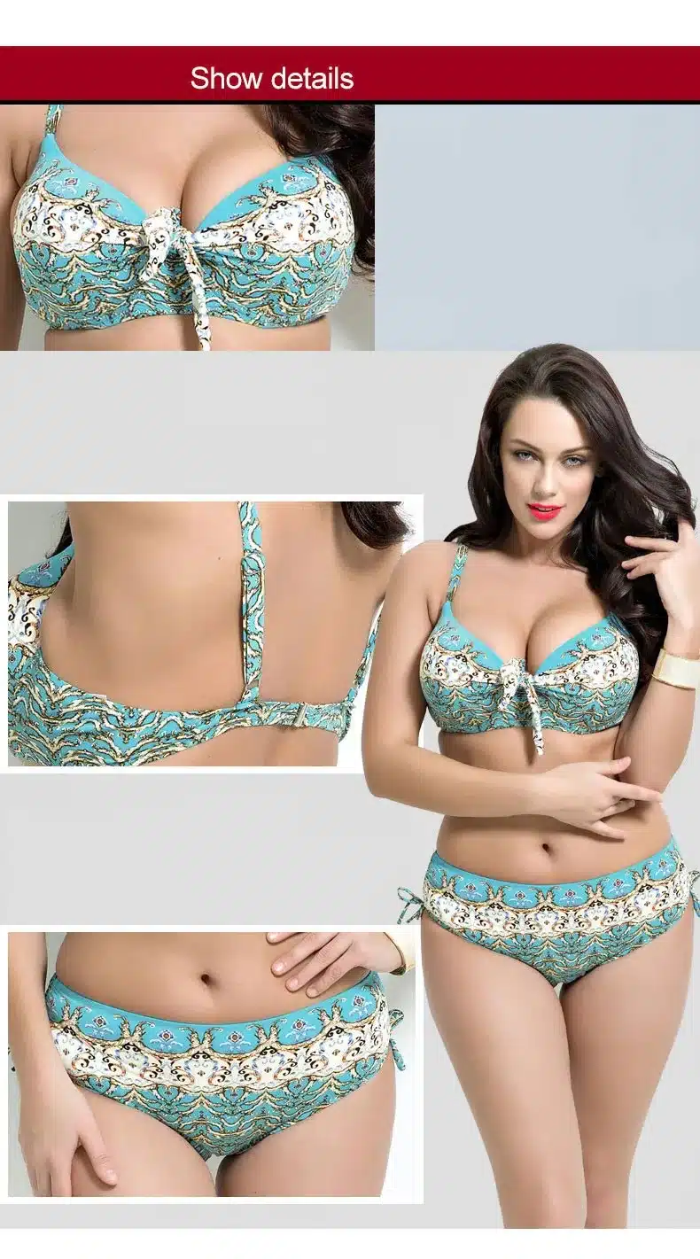2017 Women Plus Size Bikini Set Brazilian Push Up Women High Waist Swimwear Big Chest Swimsuit Plus Size Print Swimsuit 5XL 25