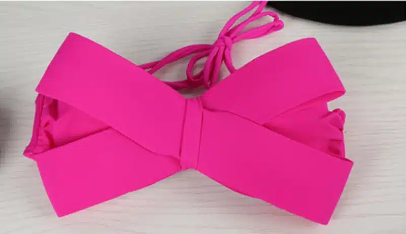Women Black Sexy Swim Wear Solid Swimwear Brazilian Bikini Big Bow Bandeau Beach Wear Halter Swimsuit Push Up Bathing Suit 7