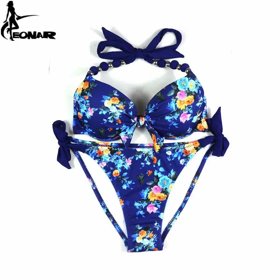 EONAR Bikinis Women 2018 Print Floral Swimsuits Brazilian Push Up Halter Bikini Set Bathing Suits Plus Size Swimwear Female XXL 17