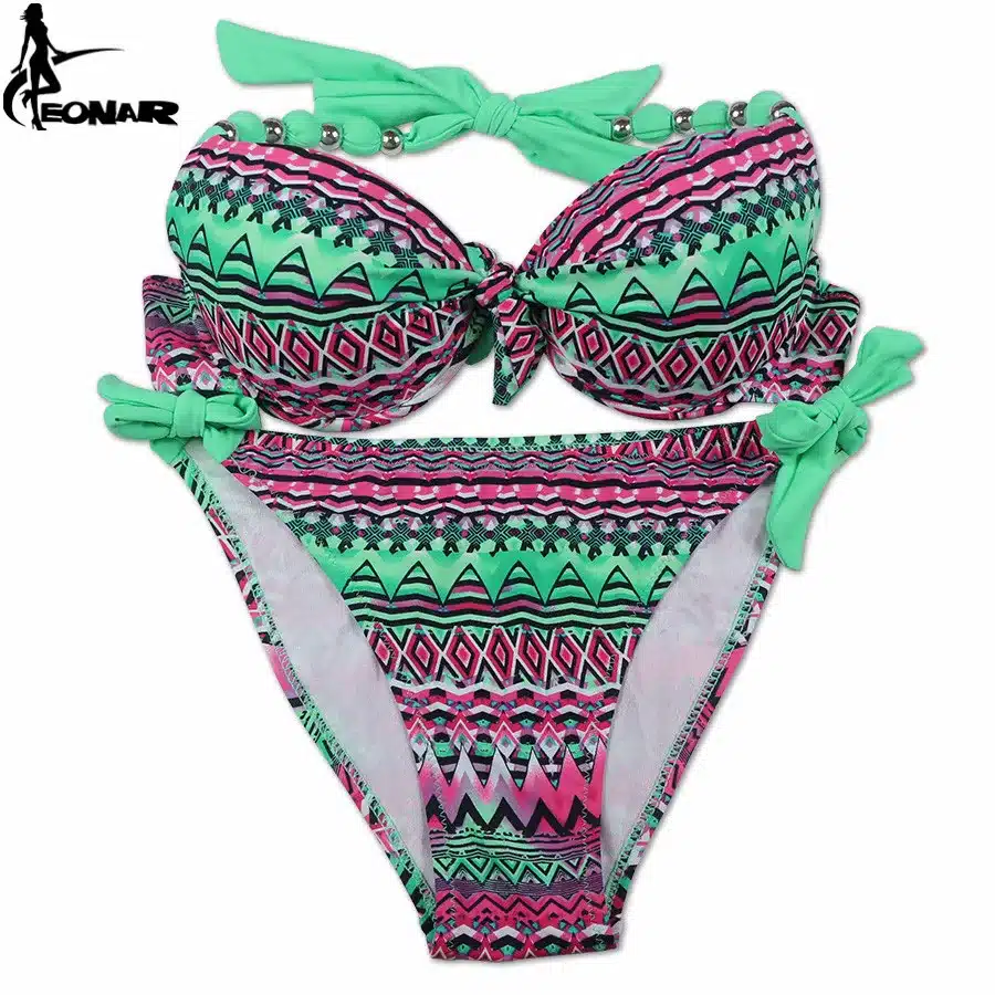 EONAR Bikinis Women 2018 Print Floral Swimsuits Brazilian Push Up Halter Bikini Set Bathing Suits Plus Size Swimwear Female XXL 27