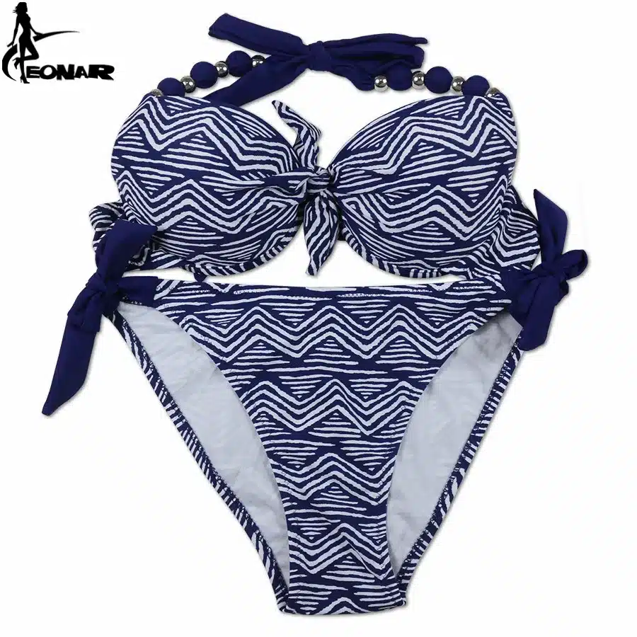 EONAR Bikinis Women 2018 Print Floral Swimsuits Brazilian Push Up Halter Bikini Set Bathing Suits Plus Size Swimwear Female XXL 29