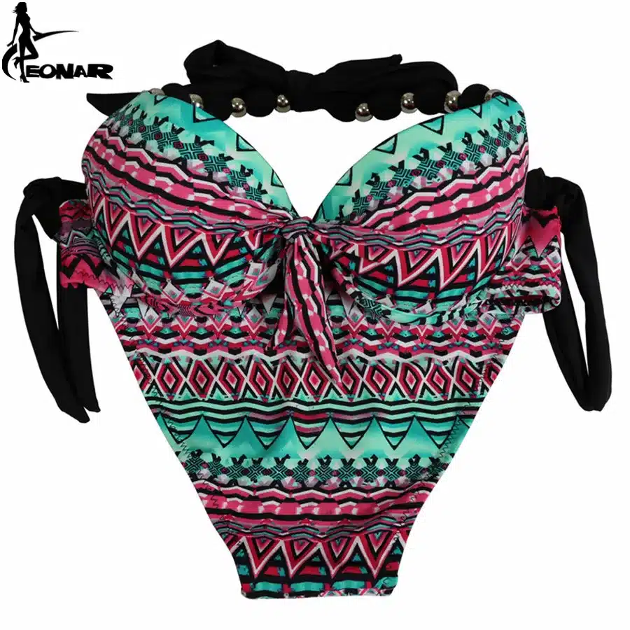 EONAR Bikinis Women 2018 Print Floral Swimsuits Brazilian Push Up Halter Bikini Set Bathing Suits Plus Size Swimwear Female XXL 33