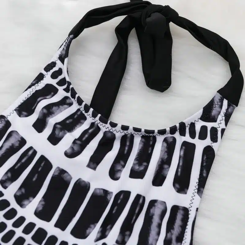 Riseado 2017 High Neck Sexy Swimwear Women One Piece Swimsuit Cross-back Halter Lace-up Swim Wear Bathing Suits Bodysuit 13