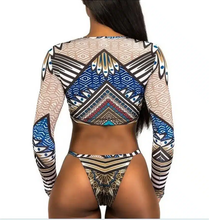Bkning African Print Swimwear Thong Bikini Set Long Sleeve Swimsuit Women Padded Biquini 2018 Sexy Female High Waisted Swimsuits 14