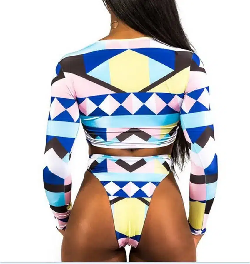 Bkning African Print Swimwear Thong Bikini Set Long Sleeve Swimsuit Women Padded Biquini 2018 Sexy Female High Waisted Swimsuits 20