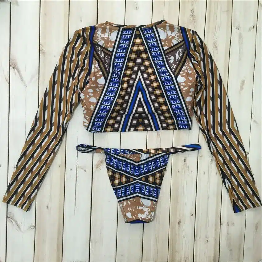 Bkning African Print Swimwear Thong Bikini Set Long Sleeve Swimsuit Women Padded Biquini 2018 Sexy Female High Waisted Swimsuits 28