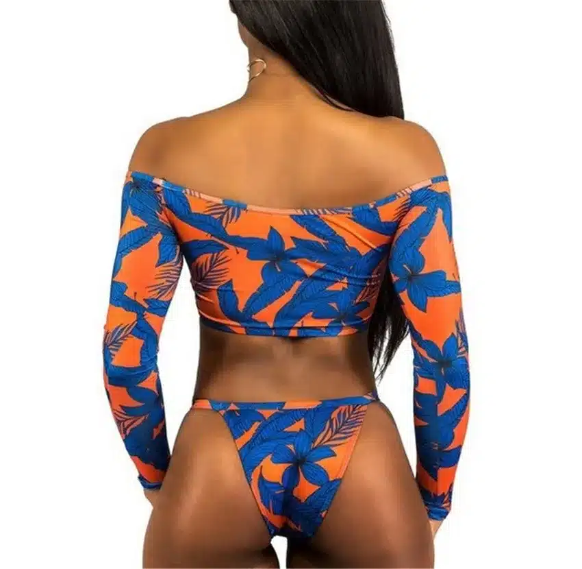 Bkning African Print Swimwear Thong Bikini Set Long Sleeve Swimsuit Women Padded Biquini 2018 Sexy Female High Waisted Swimsuits 32