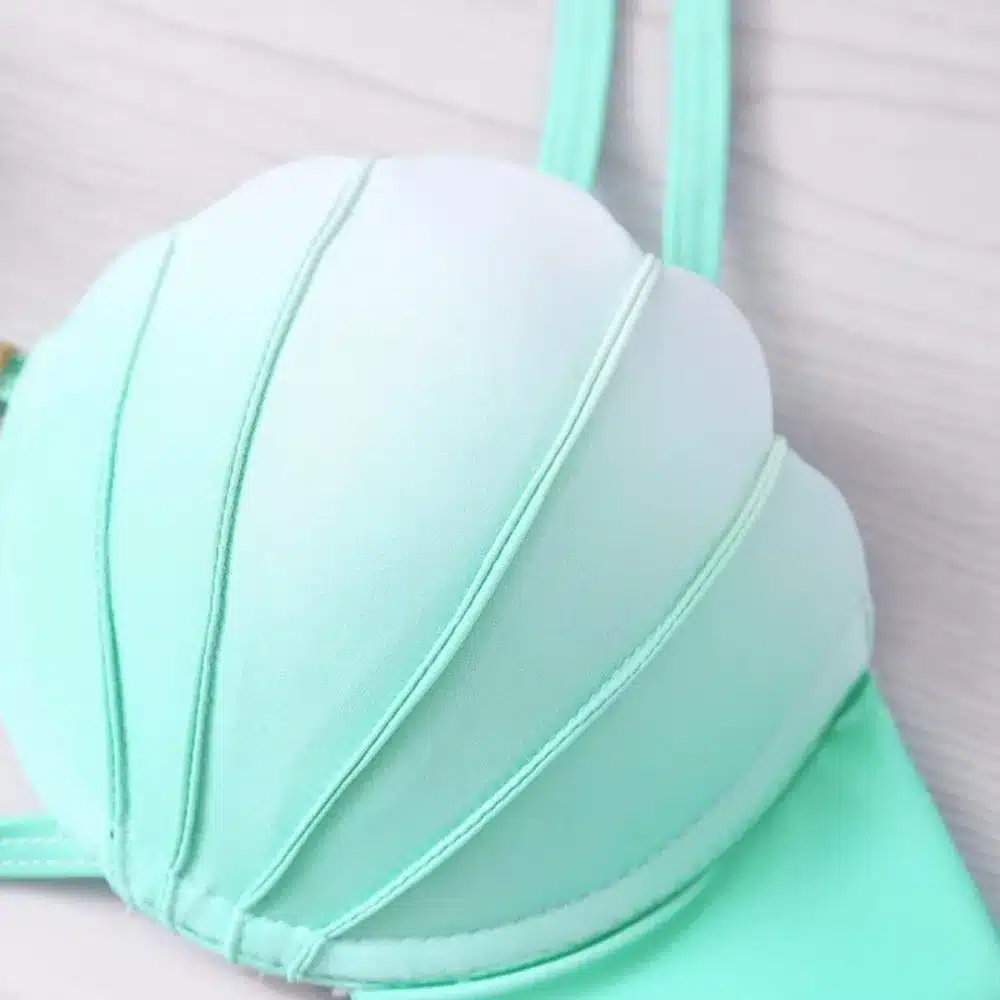 Mermaid Shell Bra Push Up Two-Piece Suit Swimwear Gradient Color Beachwear Sexy Bikinis Set Swimsuit Biquini Maillot De Bain 38