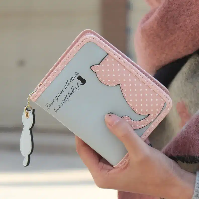 Fashion Small Wallet Women Short Luxury Brand Cute Female Purse PU Leather Cat Design Girls Lady Zipper Wallets Card Holder Bags 15
