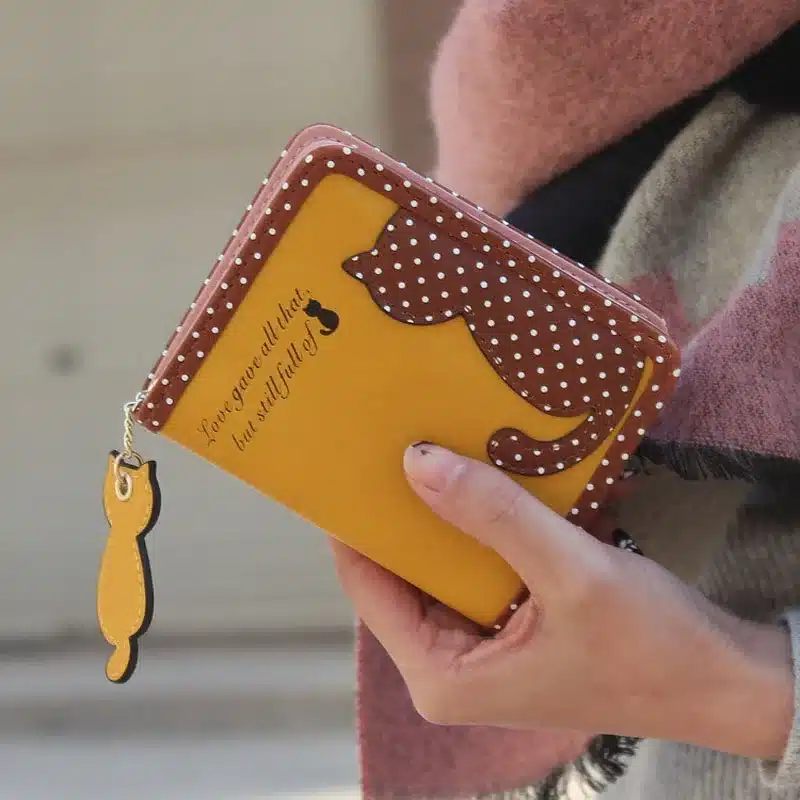 Fashion Small Wallet Women Short Luxury Brand Cute Female Purse PU Leather Cat Design Girls Lady Zipper Wallets Card Holder Bags 16