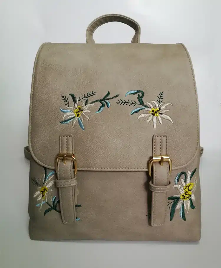 DIDA BEAR Brand Women Leather Backpacks Female School bags for Girls Rucksack Small Floral Embroidery Flowers Bagpack Mochila 20