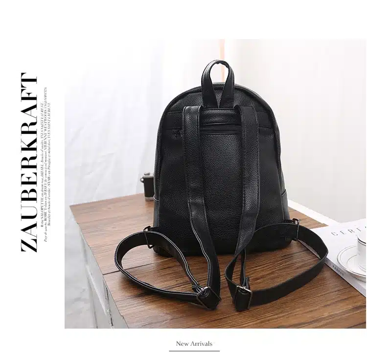 Bolish High Quality PU Leather Women Backpack Preppy Style School Backpack Black Mater Rivet Women Bag 13