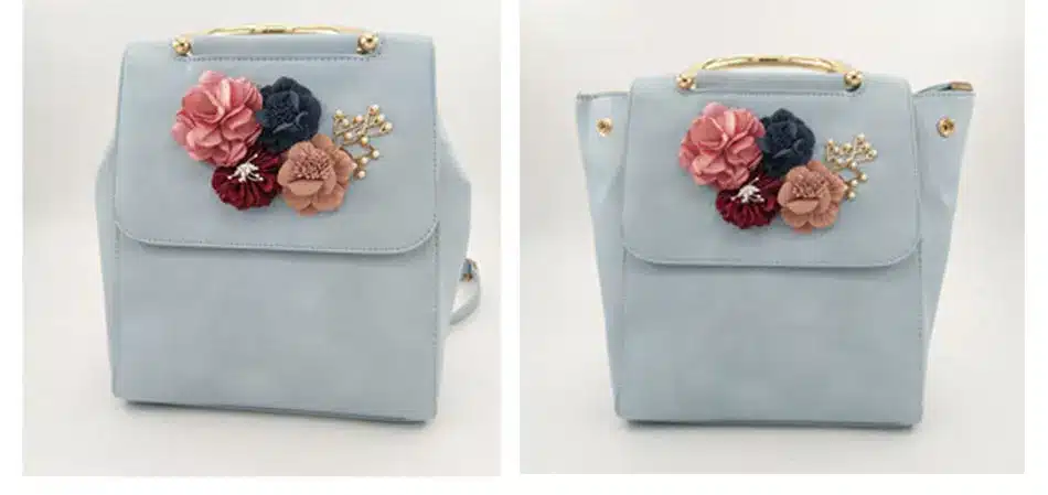 MENGXILU Brand Leather Women Backpack Female Japan and Korean Style Trend Three-dimensional Flower Shoulder Bag Women's Backpack 5