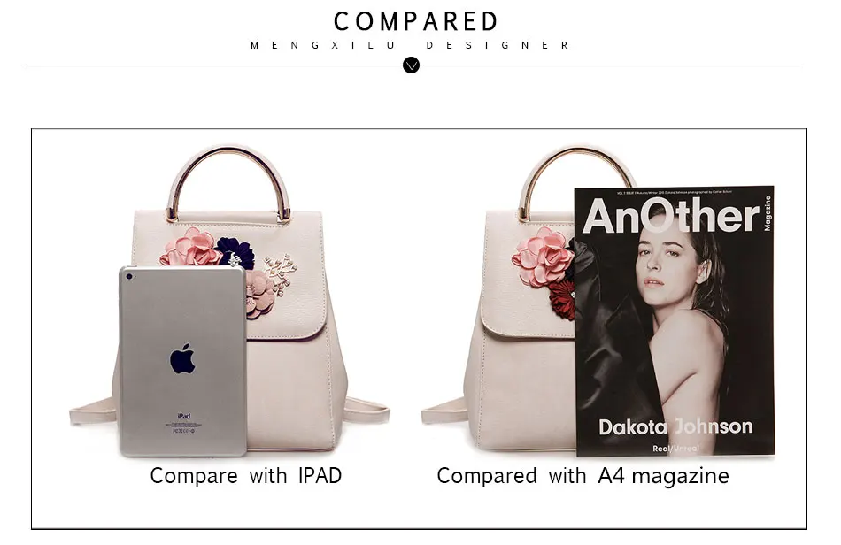 MENGXILU Brand Leather Women Backpack Female Japan and Korean Style Trend Three-dimensional Flower Shoulder Bag Women's Backpack 12