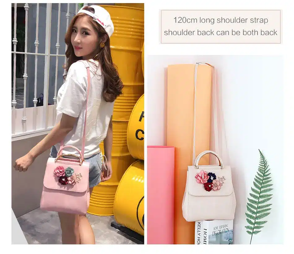 MENGXILU Brand Leather Women Backpack Female Japan and Korean Style Trend Three-dimensional Flower Shoulder Bag Women's Backpack 18
