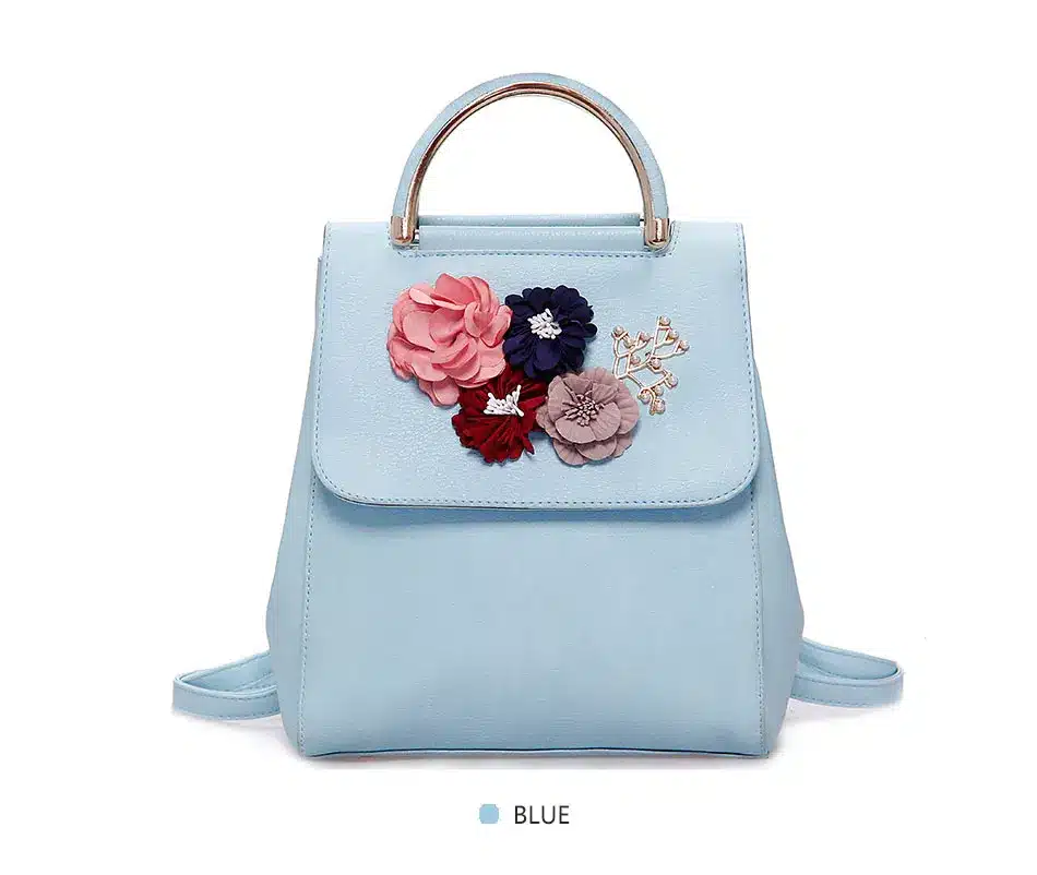 MENGXILU Brand Leather Women Backpack Female Japan and Korean Style Trend Three-dimensional Flower Shoulder Bag Women's Backpack 20