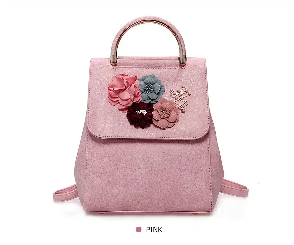 MENGXILU Brand Leather Women Backpack Female Japan and Korean Style Trend Three-dimensional Flower Shoulder Bag Women's Backpack 21